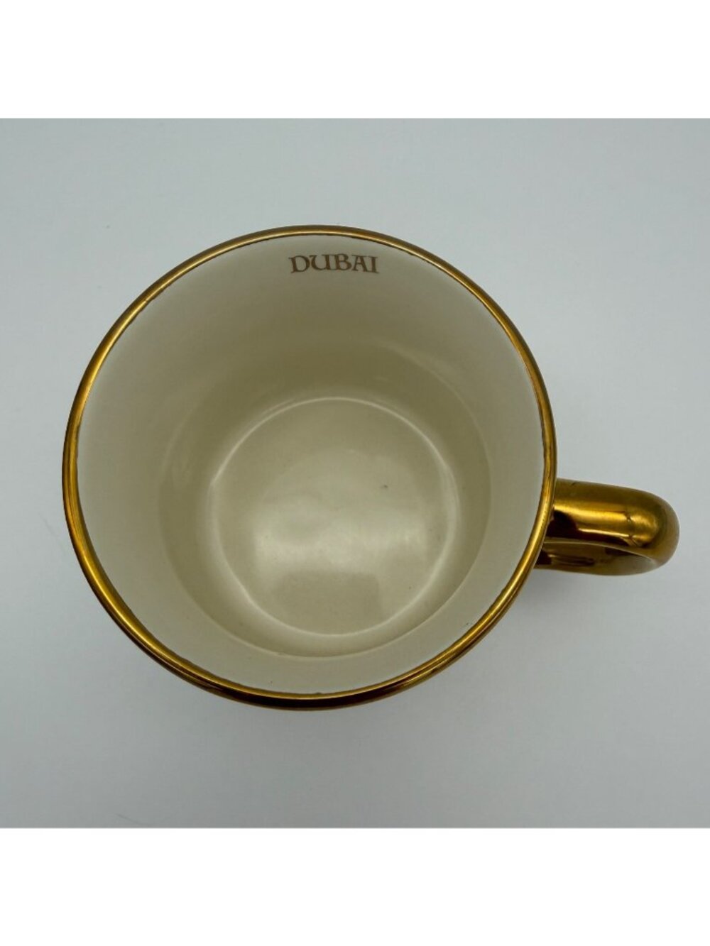 Dubai Gold Souvenir Demitasse Cup 2.5 In UAE Skyline Burj Al Arab Tea Travel Mug - Picture 5 of 6